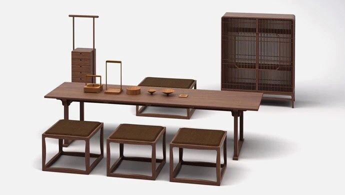 traditional wooden tea table set. - Image 16