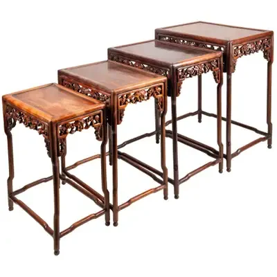 traditional wooden tea table set. - Image 17