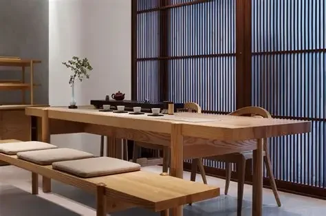 traditional wooden tea table set. - Image 8