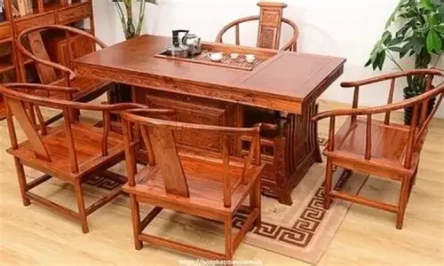 traditional wooden tea table set. - Image 2
