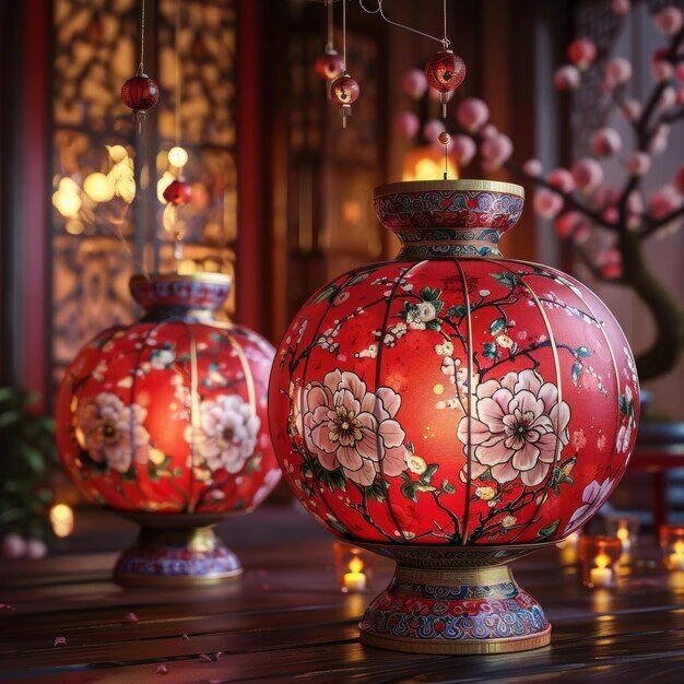 Chinese-inspired dining room interior. - Image 2