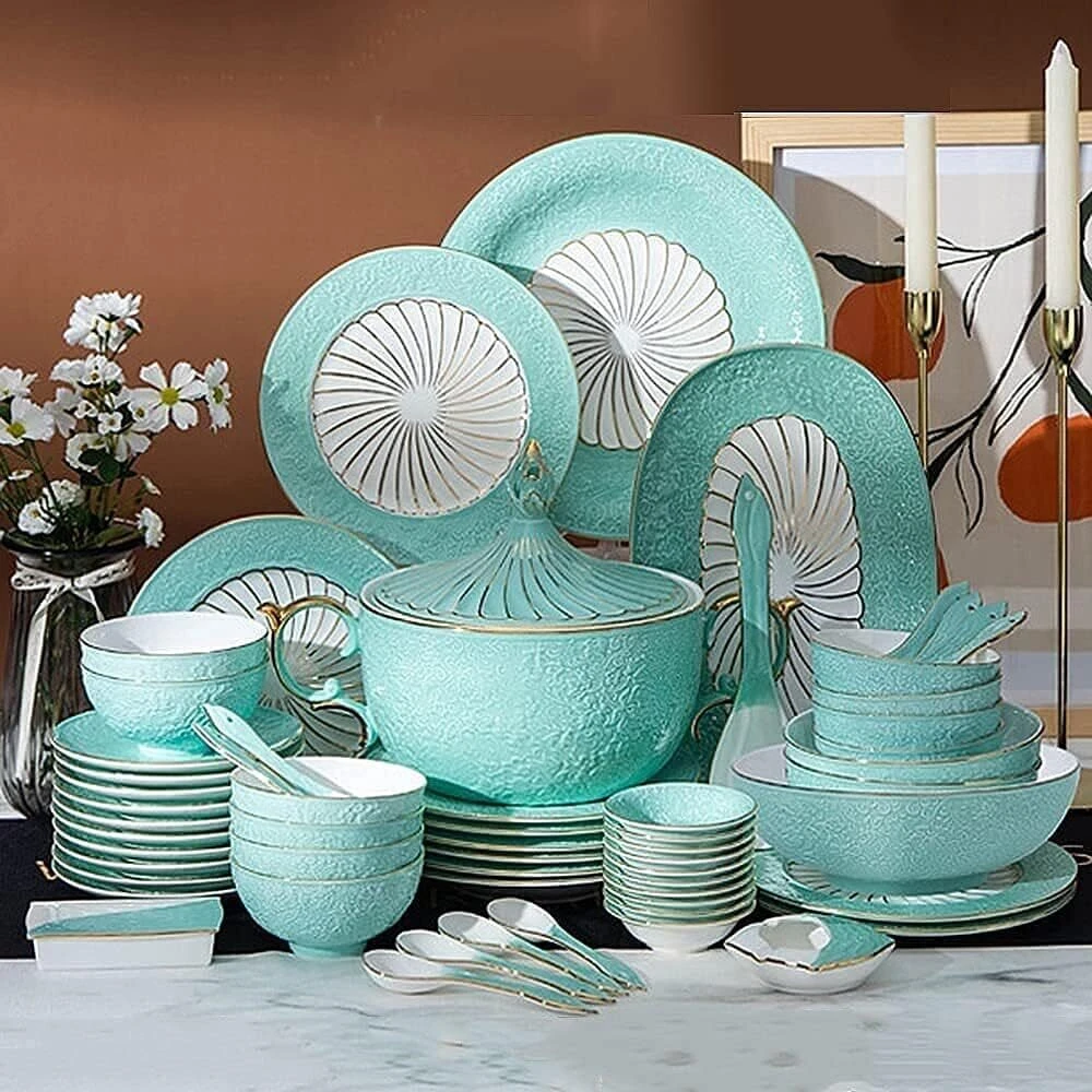 Luxury Floral Porcelain Dinner Set or Royal Gold Rim Dinnerware Set. - Image 5