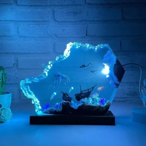 Resin art LED ocean décor lamp