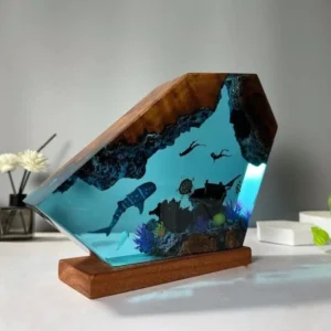 Resin art LED ocean décor lamp with a modern deep-sea theme 🌊