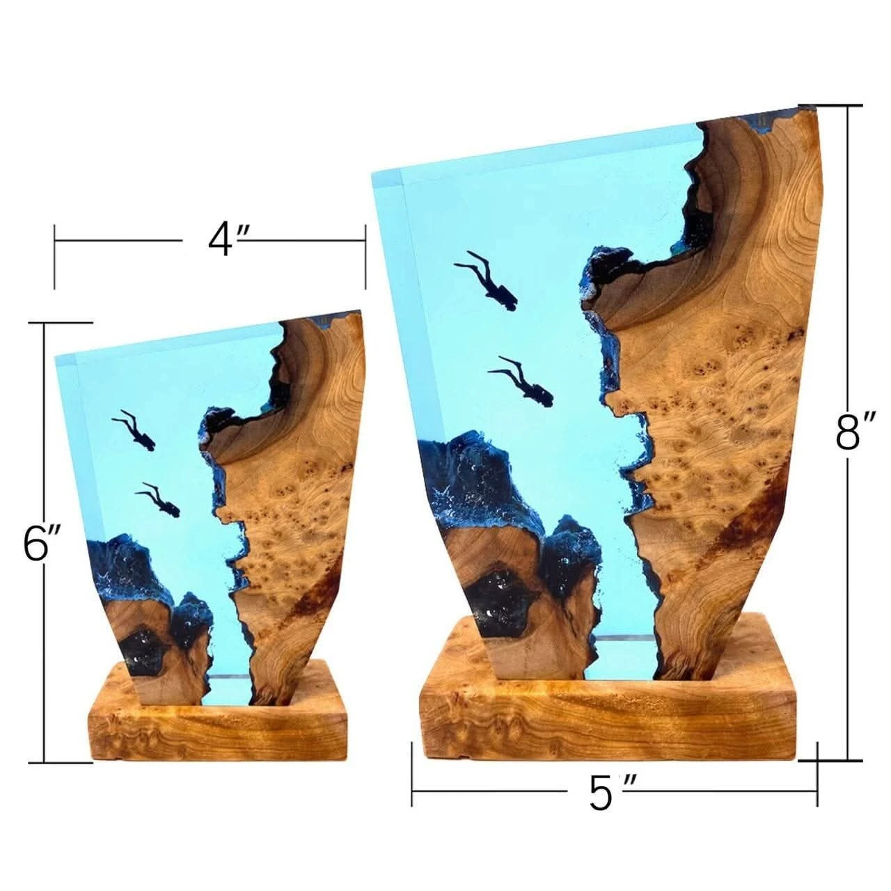 Handcrafted resin art LED décor lamp with a serene underwater canyon theme - Image 5