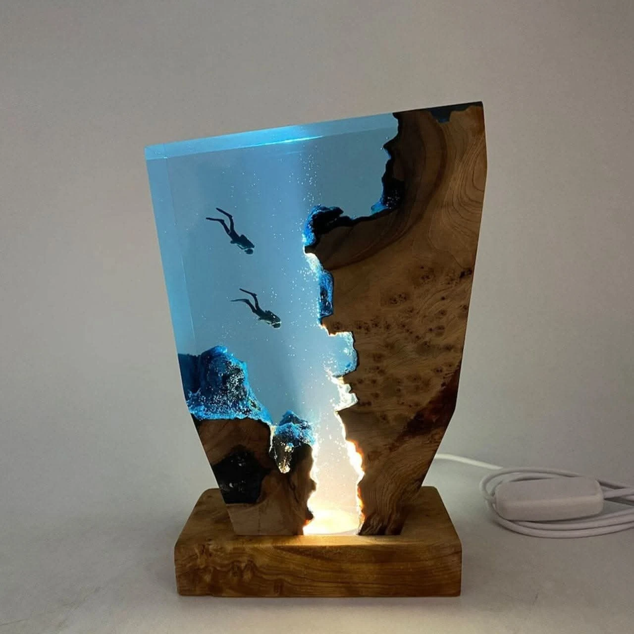 Handcrafted resin art LED décor lamp with a serene underwater canyon theme - Image 3