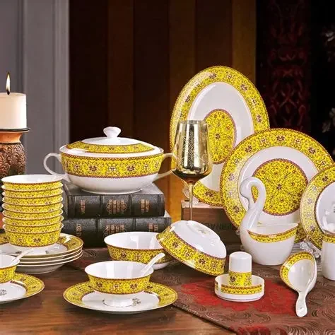 Luxury Floral Porcelain Dinner Set or Royal Gold Rim Dinnerware Set. - Image 7