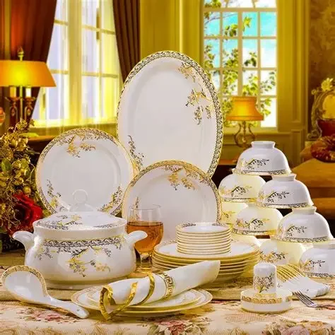 Royal Gold Floral Porcelain Dinner Set