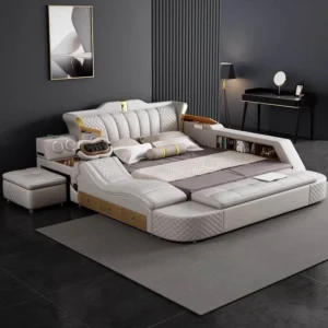 Double modern leather bed Large