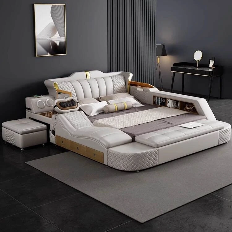 Double modern leather bed Large