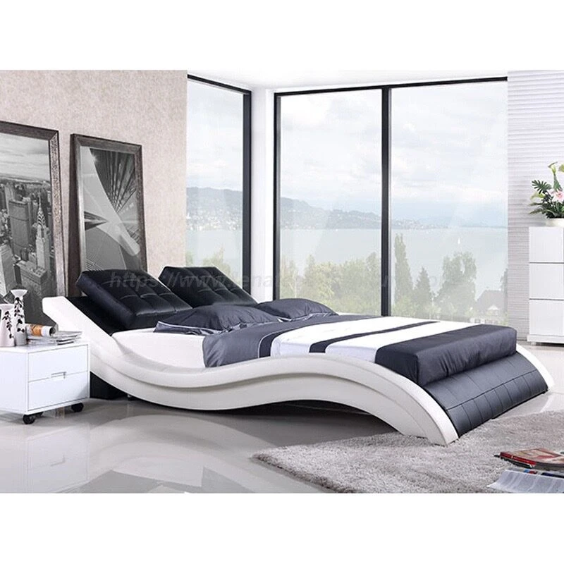 Double modern leather bed Large - Image 7