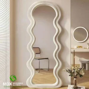 Large Waved Velvet Full Length Dressing Floor Decor Mirror for Living Room & Bedroom