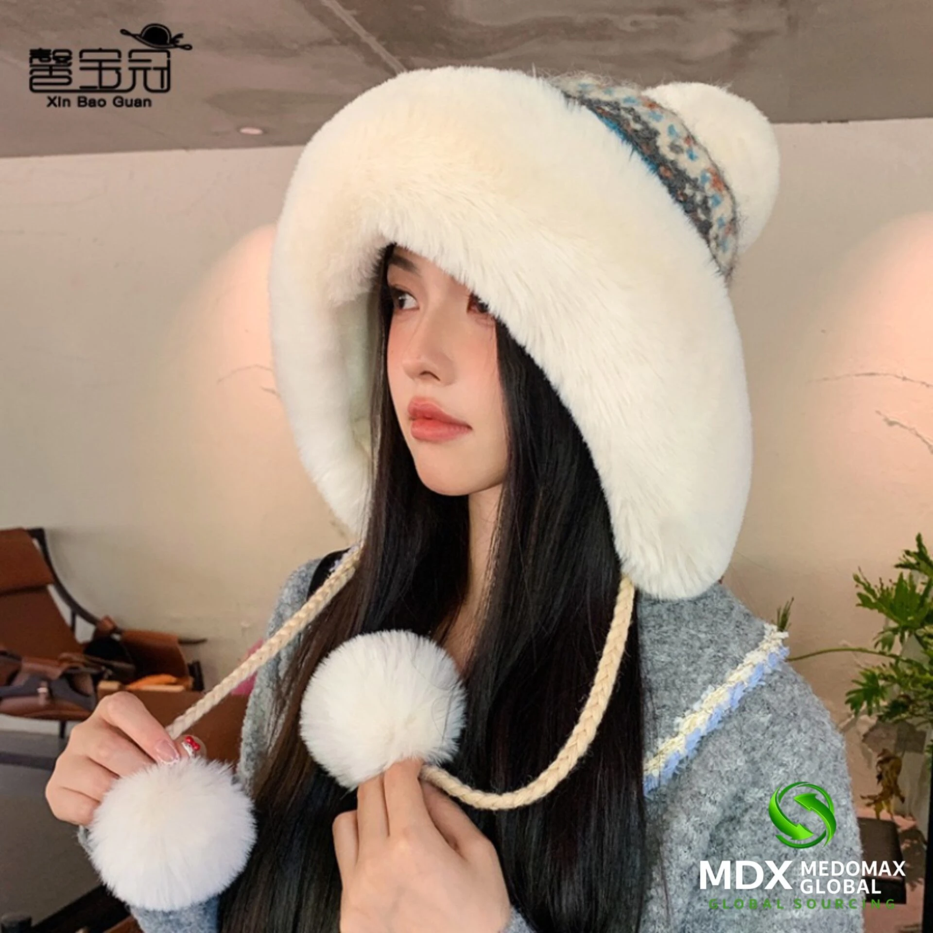 Warm Winter Hat with Fleece and Thickened, Cute Little Monster Women's Winter Hat Three-piece Set. - Image 4
