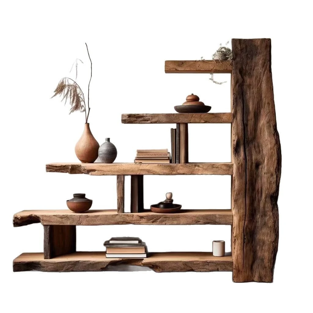 Wabi-Sabi Style Antique Elmwood Display Shelf / Curio Cabinet - Image 2