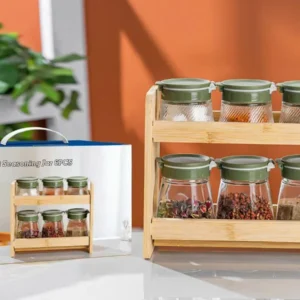 A premium  product showcase for the Elegant Seasoning Jar 6PCS Set. Designed for modern hospitality home goods.